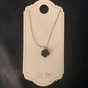Little Things Black Rose Necklace w/ Gold Chain